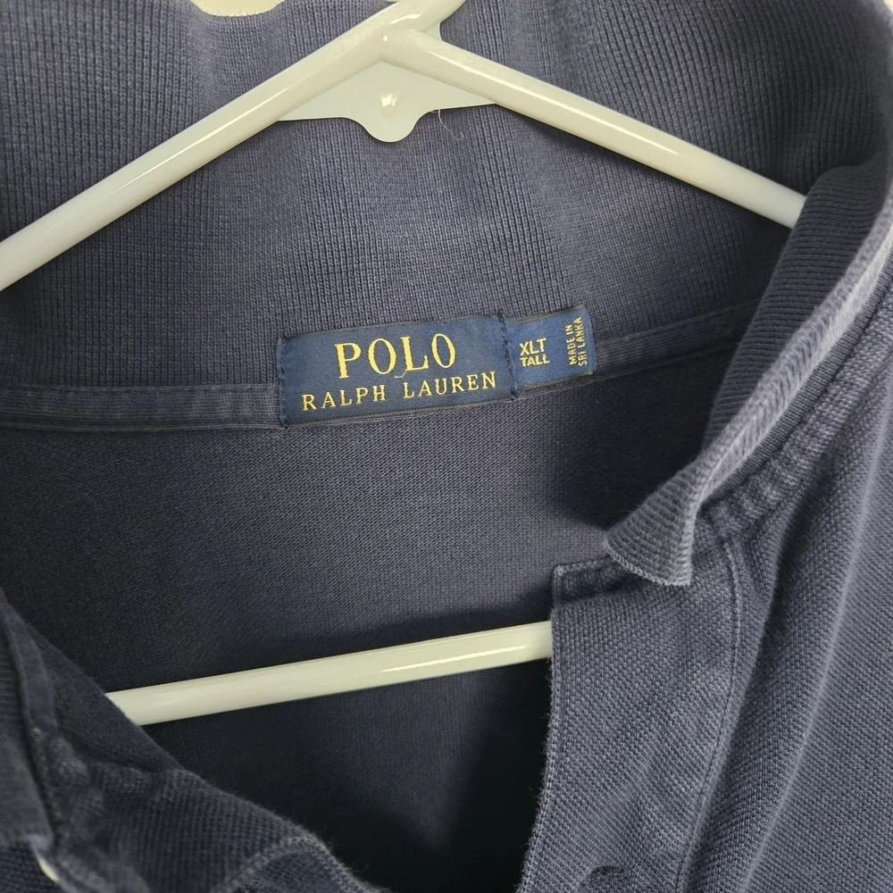 Polo by Ralph Lauren Men's Navy Long Sleeve Polo Shirt 100% Cotton Preppy XLT